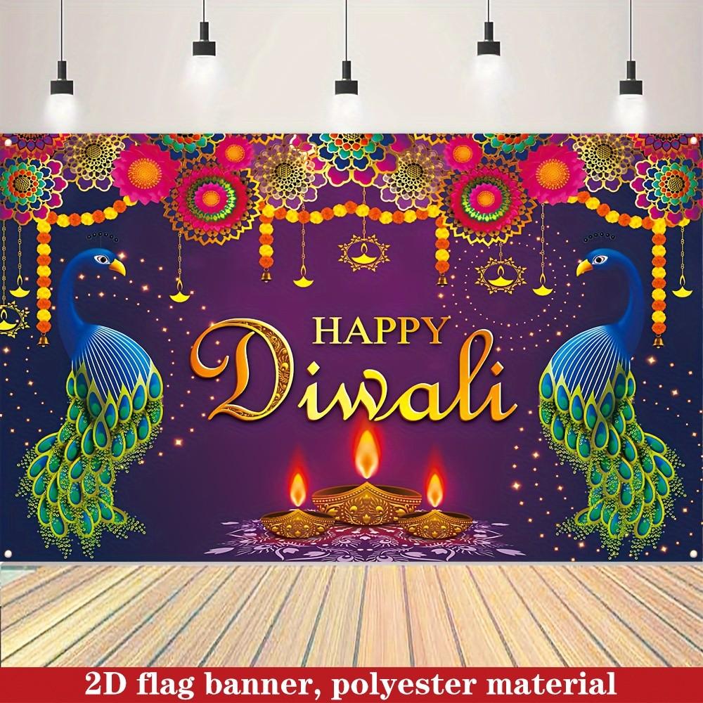 2D Flat Banner 1pc,  Super Happy Diwali Banner Measuring Ideal for Diwali-Themed Decorations, Party Supplies, And Photography Backgrounds for Both Indoor And Outdoor Settings, Party Background