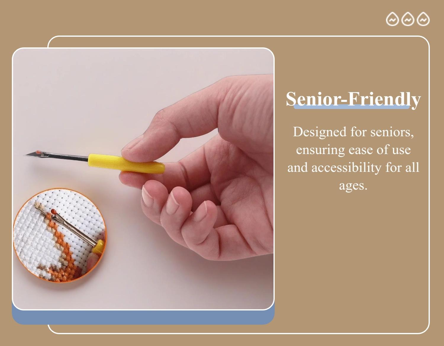 4-Piece Simple Threading Needle Set, Multi-Use Sewing Accessories for Seniors, Includes Threader/looper/thimble, Mixed Colors