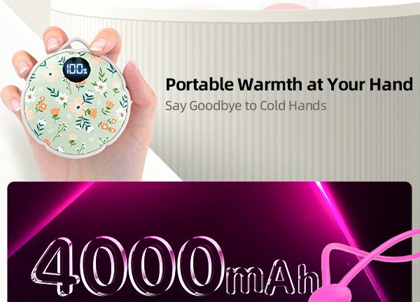 [Buy1 Get 1 Fan] FrSara Hand Warmers, Rechargeable Electric Hand Warmer, 4000mAh Last 10 Hours, Double-sided heating, 3-Level Heat, 2 seconds rapid heating, w/Strip, Display, Light, Ideal for Camping Hiking Skiing Raynauds, Christmas Gift