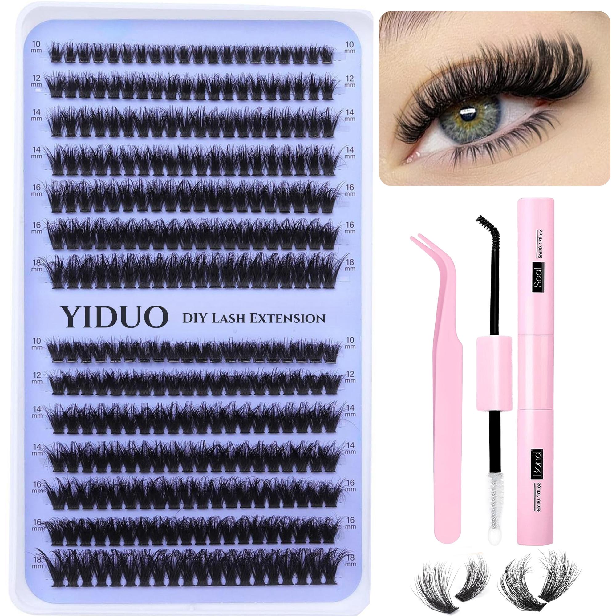 Summer Natural Look Lash Clusters Extensions Set, DIY Cluster Lash, Volume False Eyelashes & Eyelash Tweezers & Eyelash Glue & Lash Remover, Professional Makeup Accessories for Women, Back To School Lashes Extension Kit