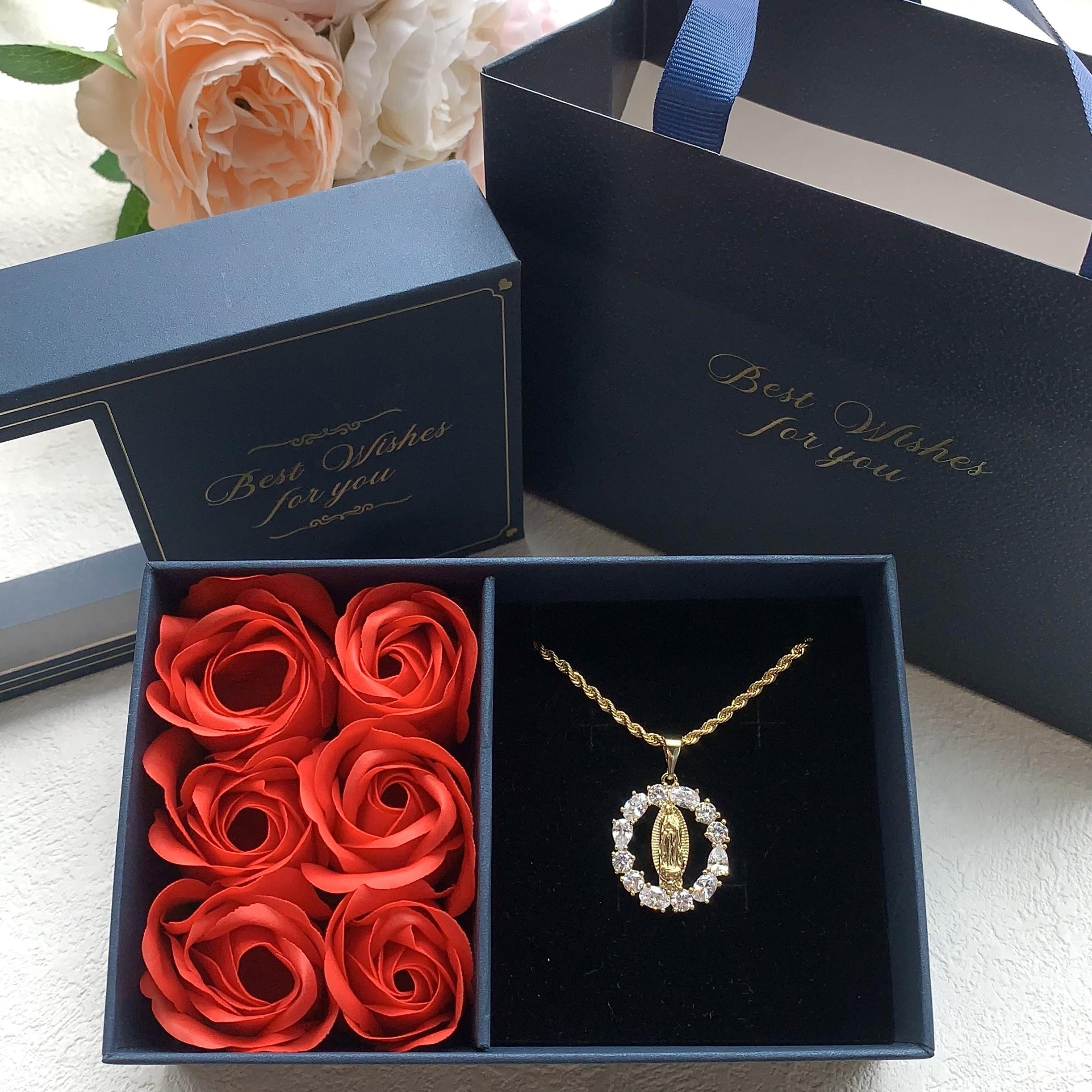 MYTYS Virgin Mary Hollow Round Necklace with Round Pendant Sparkling Elegant Design for Women Universal Fit Versatile Accessory