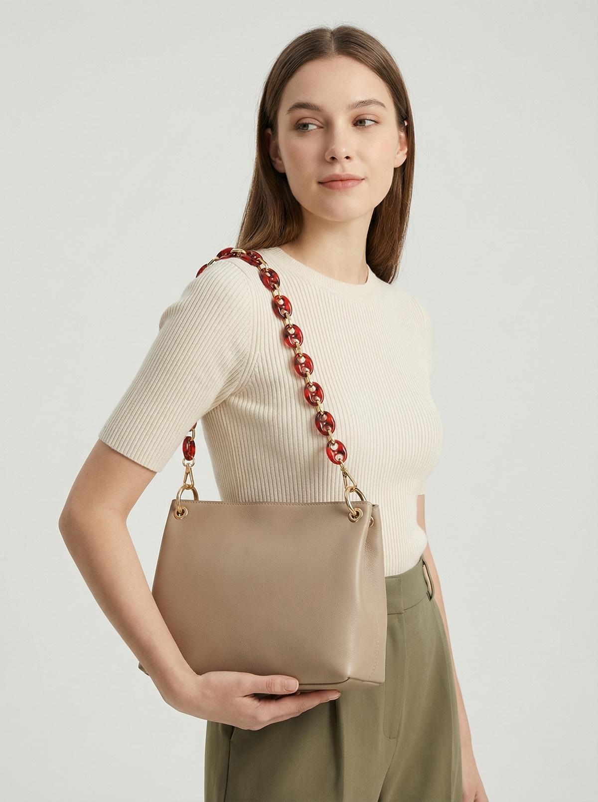 Acrylic Resin Oval Chain Bag Strap Replacement, Tortoiseshell Pattern Decorative Shoulder Chain, Lightweight Purse Strap for Handbags, Crossbody Bags, Tote Bags, Daily Use & Travel