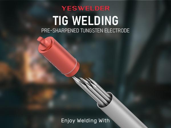 YESWELDER Pre-Sharpened TIG Welding Tungsten Electrode | 2% Thoriated 1/8" 1/16" 3/32" x 7" (Red, WT20/EWTh-2) 10-pk