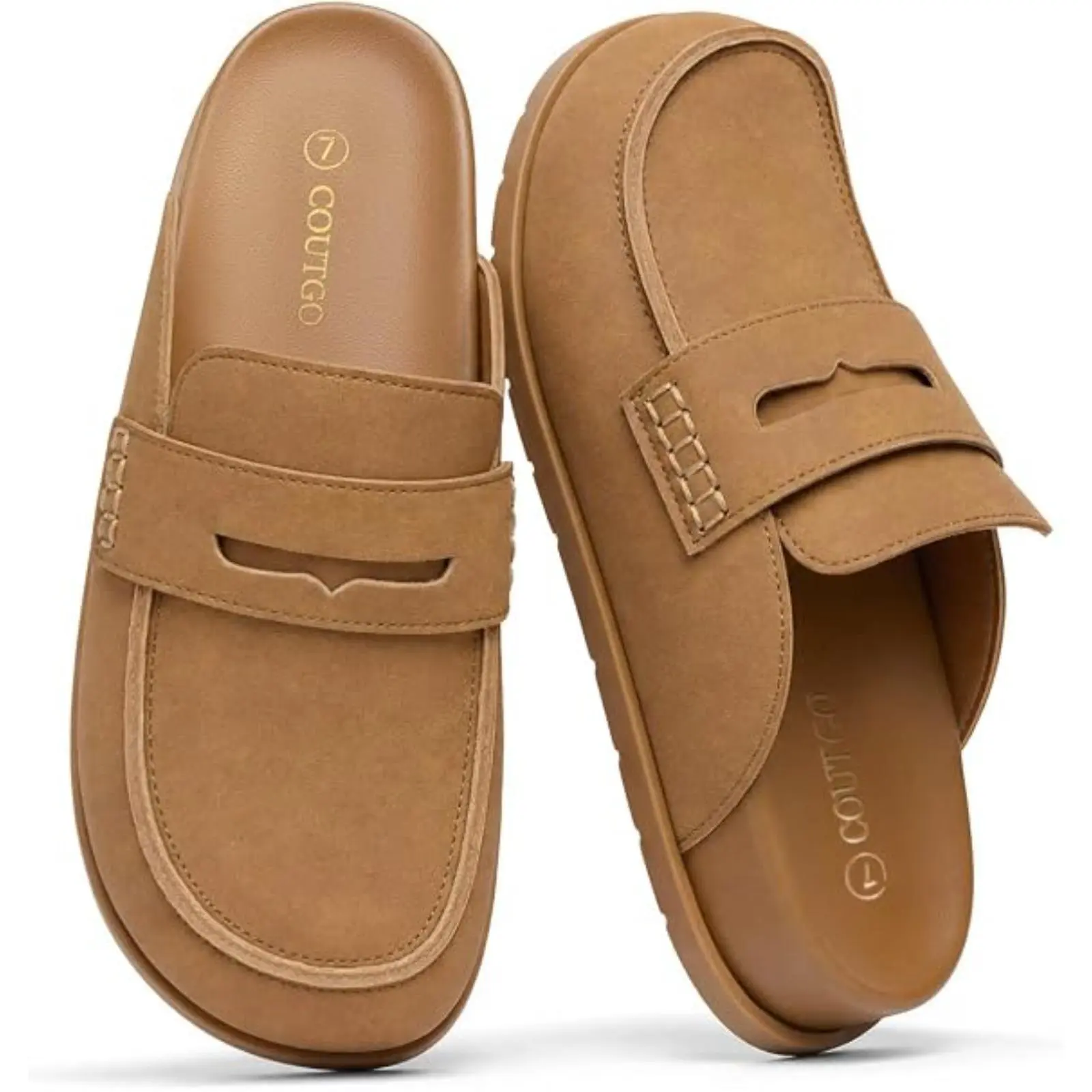 Coutgo Women's Vegan Suede Leather Clogs - Slip-On Platform Mules with Round Toe, Arch Support, Lightweight Soft Footbed, Casual Formal Everyday Wear (Runs Small, Size Up),sohochic