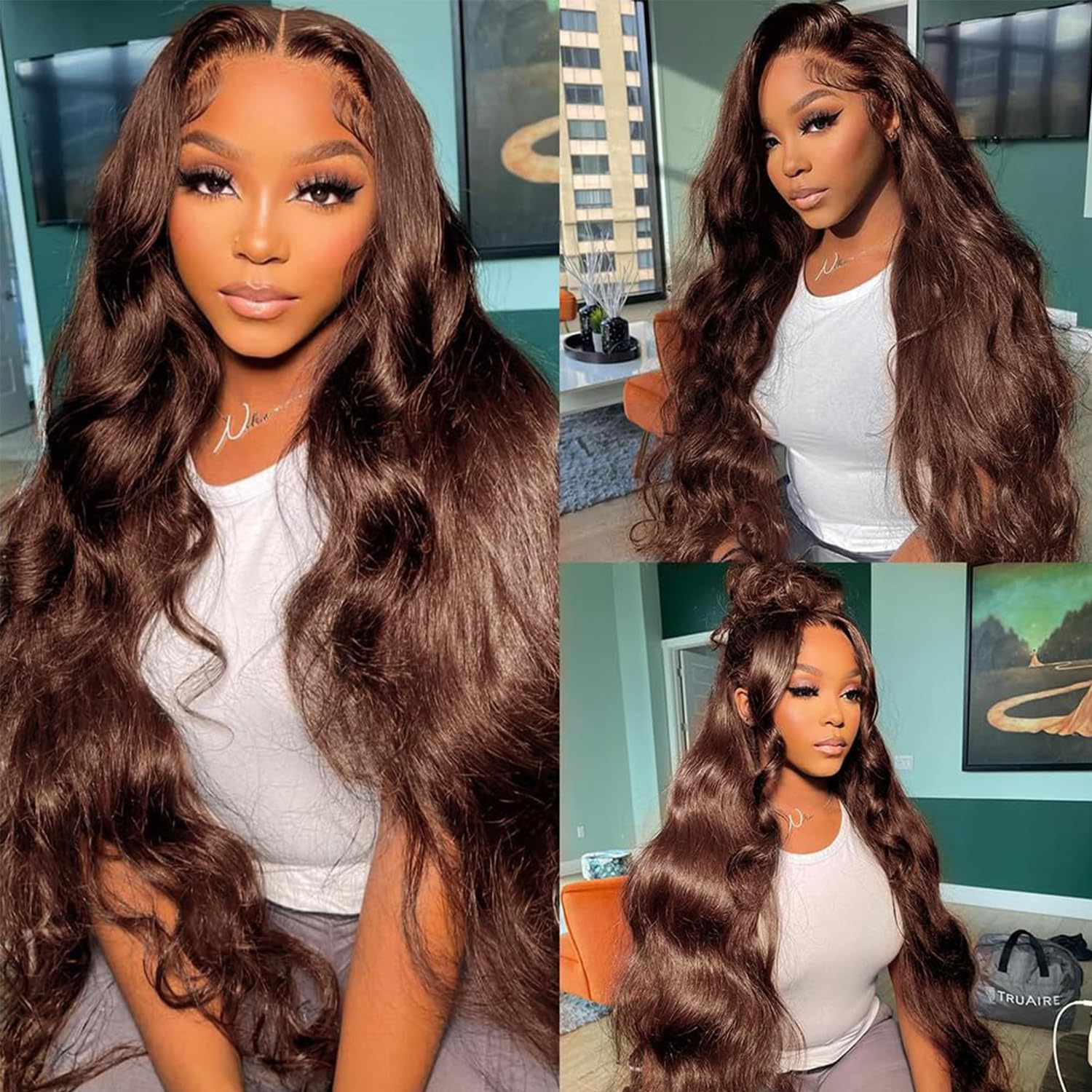 13x6 Chocolate Brown Body Wave Lace Front Wigs Human Hair 180 Density Transparent Lace Frontal Human Hair Wigs Pre Plucked with Baby Hair Brown Colored Wigs For Women TikTokShopBlackFriday