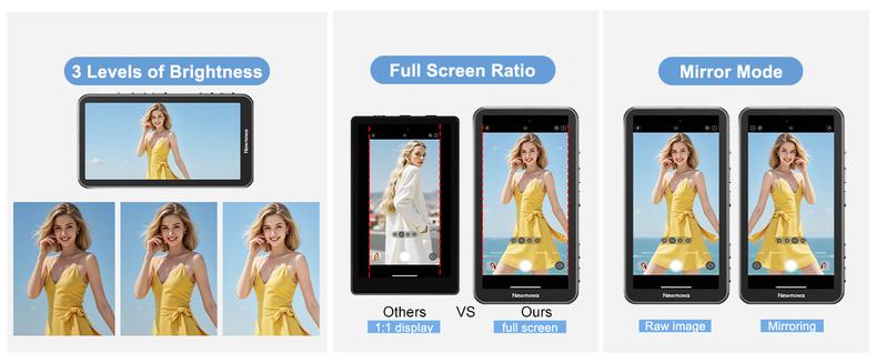 Newmowa Touchscreen Phone Vlog Selfie Monitor Screen, Magnetic Wireless Back Camera Selfie Monitor with Focus Adjustment ONLY for iPhone, Support 4K 30fps Wireless Recording for iPhone 15/16/17 TikTok YouTube Instagram