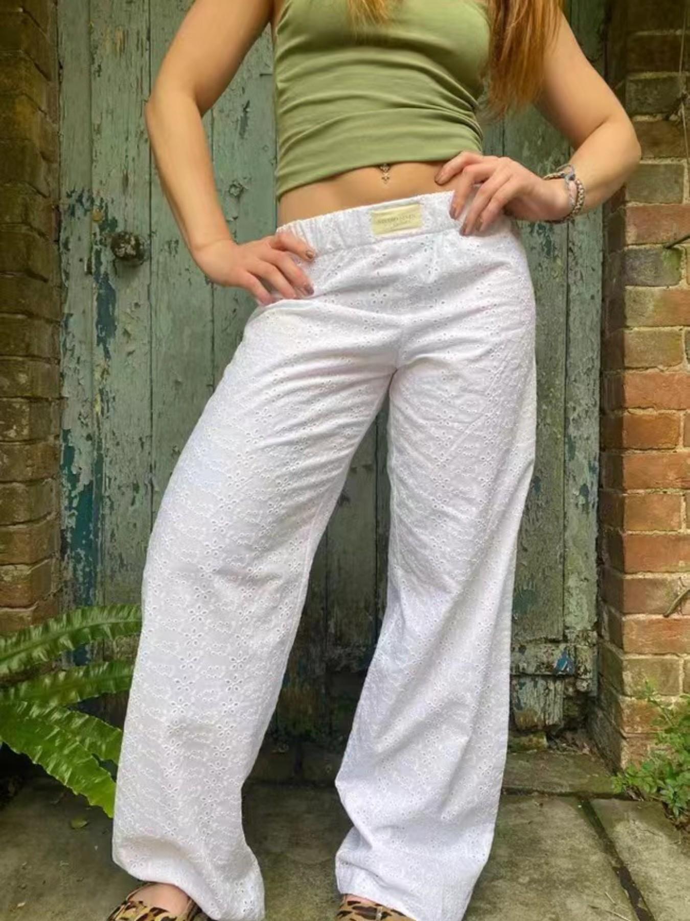 Women's Elastic Waist Wide Leg Pants, Summer Breathable Casual Trousers, Lazy Street Style, Loose-Fitting Long Pants