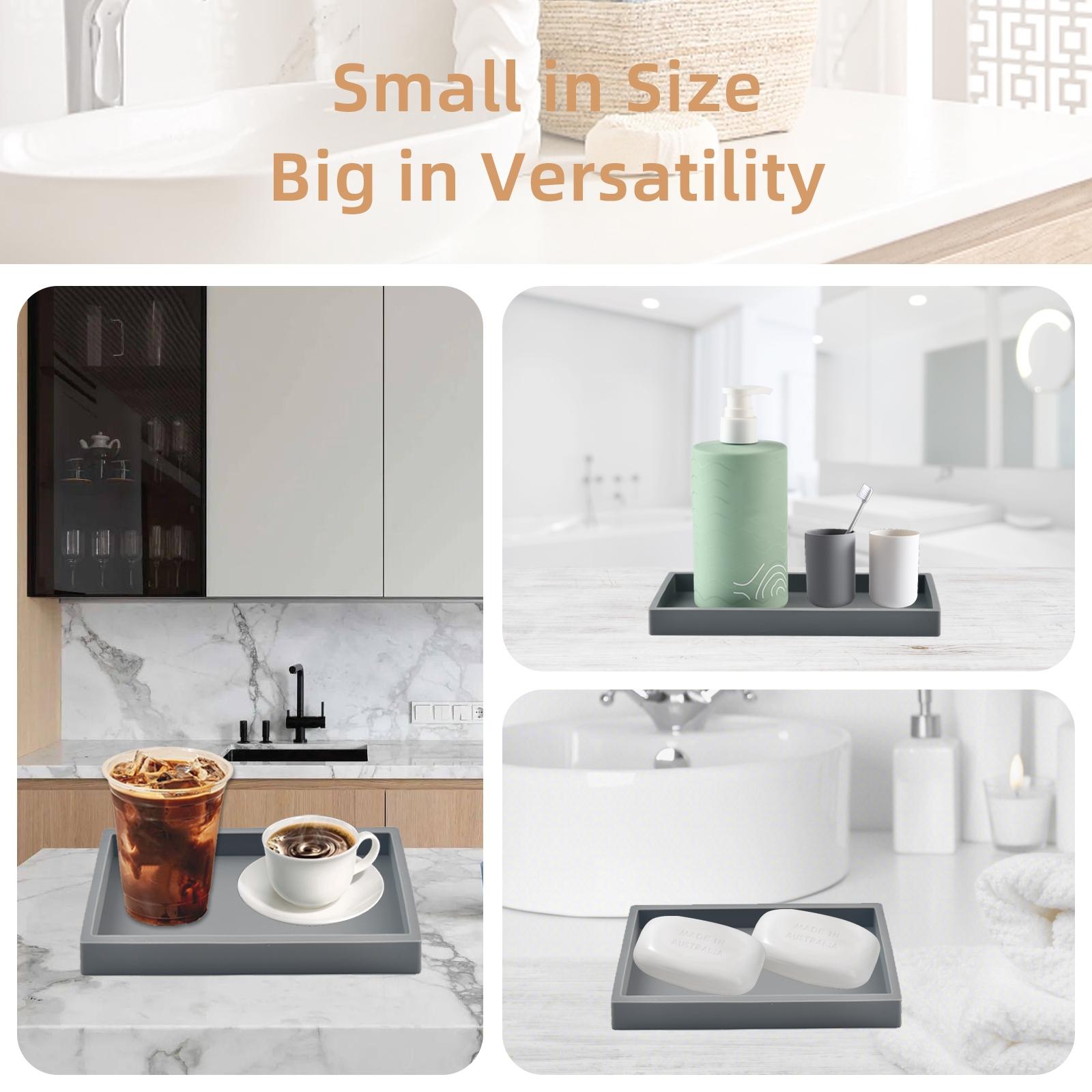 Rectangular Silicone Tray with Marble Pattern, Simple Design Crafted Home Organizer, Bathroom Trays for Dressing Table, Dining Table, Kitchen