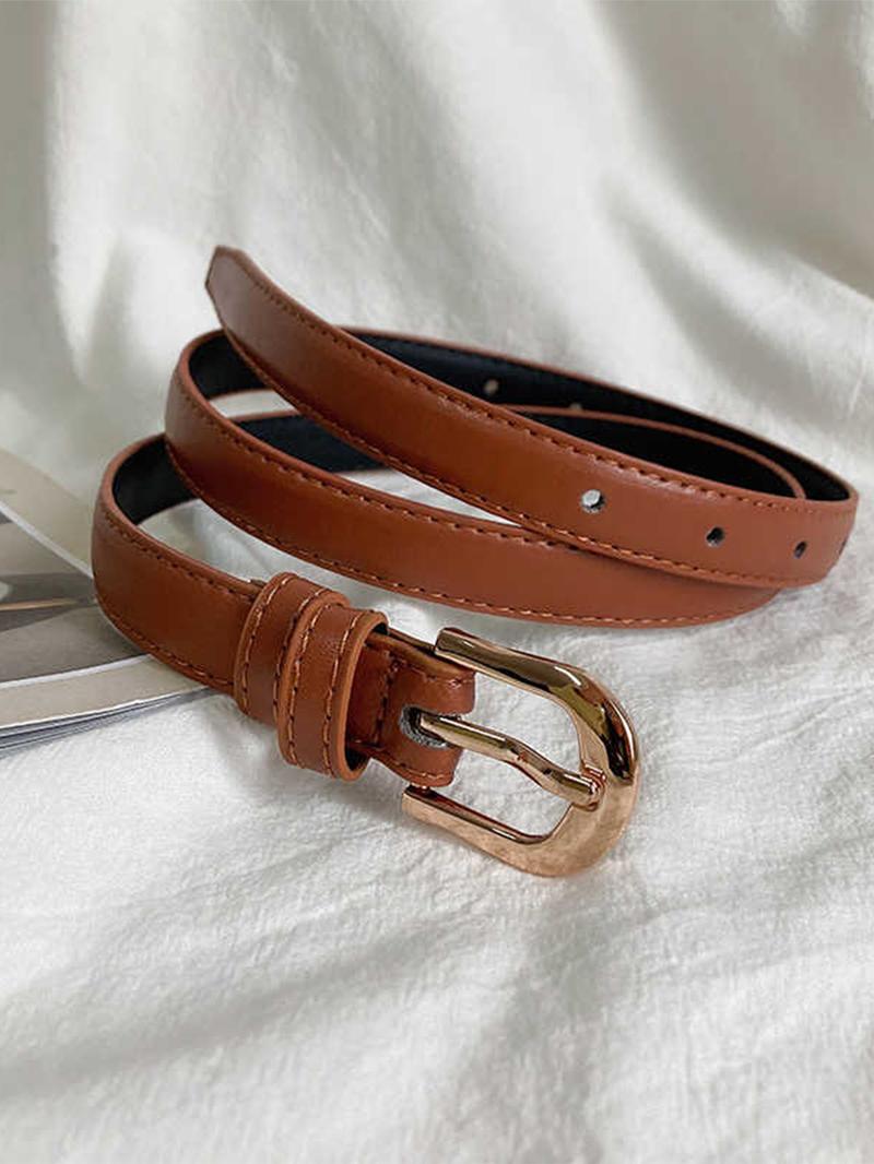 Women's Minimalist Casual Plain Color PU Leather Belt, Vintage Trendy Belt, Fashionable Versatile Belt for Jeans & Dress Decoration Women's Minimalist Casual Plain Color PU Leather Belt, Vintage Trendy Belt, Fashionable Versatile Belt for Jeans & Dress Decoration