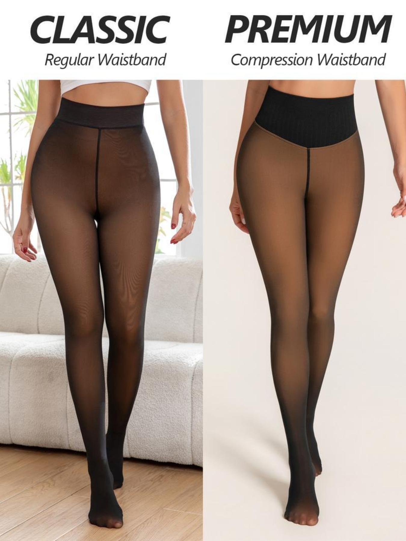 Women's Fall Winter Fleece Lined Warm Transparent Tight Pants Stockings, High Waisted Butt Lift, Slim Fit, Sporty Style Women Pantyhose