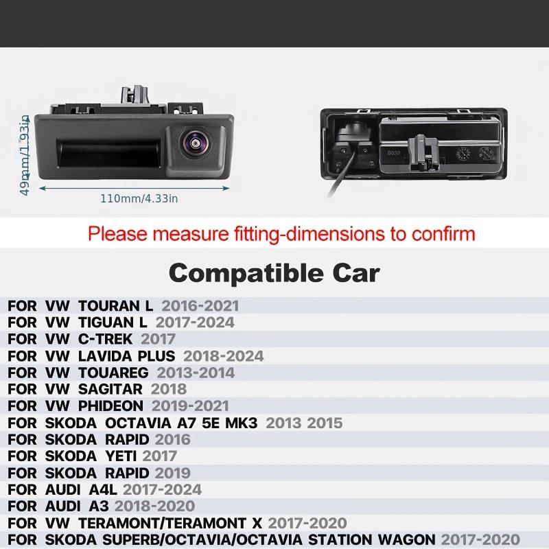 1PC CCD Car Pull Handle Reverse Camera Suitable for Volkswagen Golf Passat B7 B6 Tiguan Jetta MK6 Caddy Touran Touareg Sharan Ultra-high Definition Suitable for Audi A3 A4 A5 Q3 Q5 Q7 A6 B6 B8 A4L A6L A8L S5 S3 RS6 Car Accessories Reverse