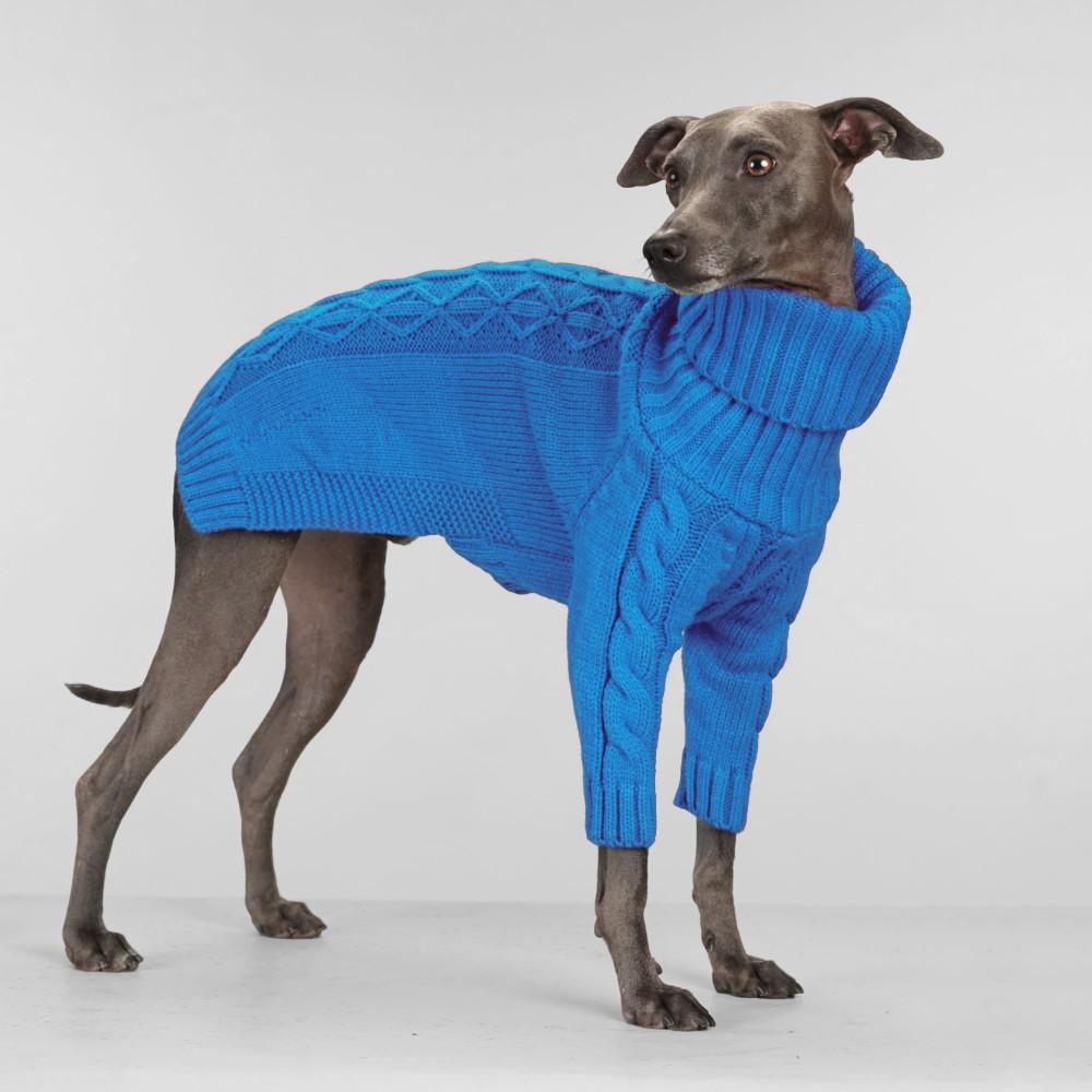 Blue Comfortable High-Neck Dog Sweater Autumn Winter Style Belly Protection Two-Leg Sweater - High-Neck Long Sleeve Knit Pullover, Suitable for Small Medium Large Dogs Whippet Greyhound Beagle Two-Leg Clothing, Spring Autumn Winter Dog Clothes