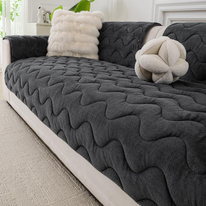 1pc Fluffy Couch Cushion, Pet-Friendly for All Seasons, Full Armrest Cover for Home Protection, Slip-Resistant and Machine Washable, Suitable for Single, Double, Triple, and Other Combination Sofas