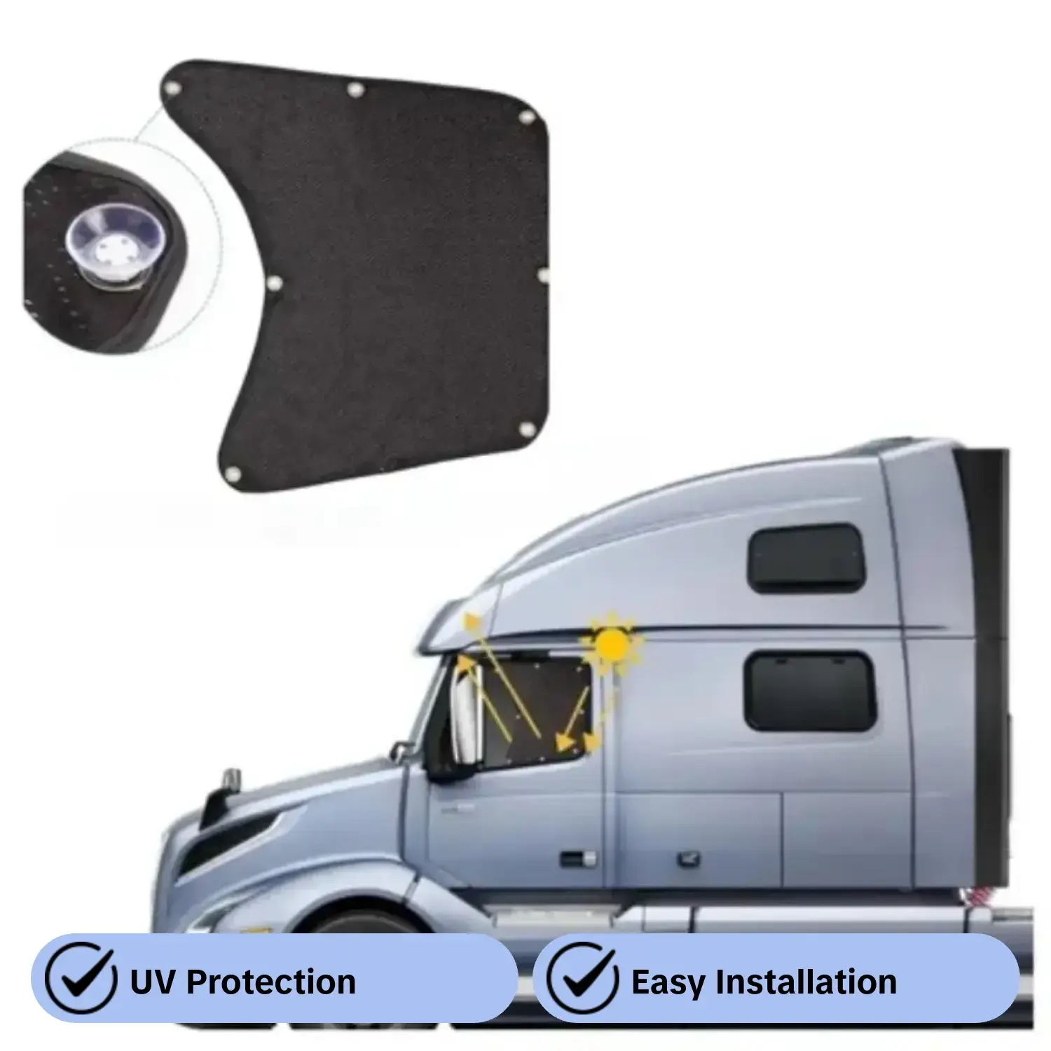 Truck Side Window Sunshade with Suction Cup, Universal Car Side Window Sunshade, UV Protect Sun Cover, Semi Truck Sunshade for RV Truck, Car Accessories, Car Sun Shades Outside Car, UV Protective Sunshade