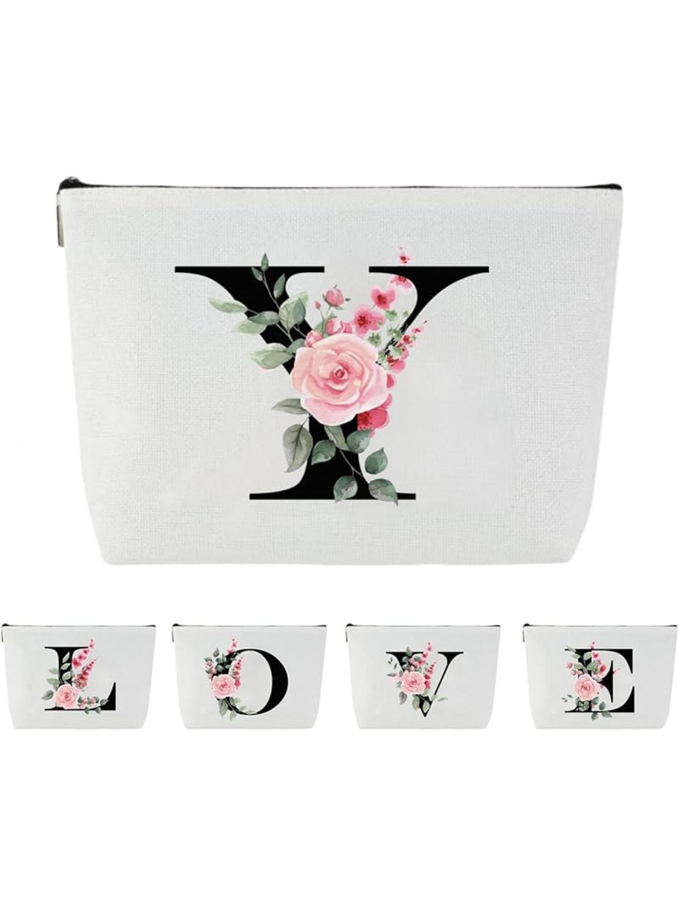 Blisswave Cosmetic Bag with Name, Personalised Cosmetic Bag from A to Z, High-Quality Metal Zip, Exquisite Print Design, Lined, Personalised Gifts for Women and Girls (White)