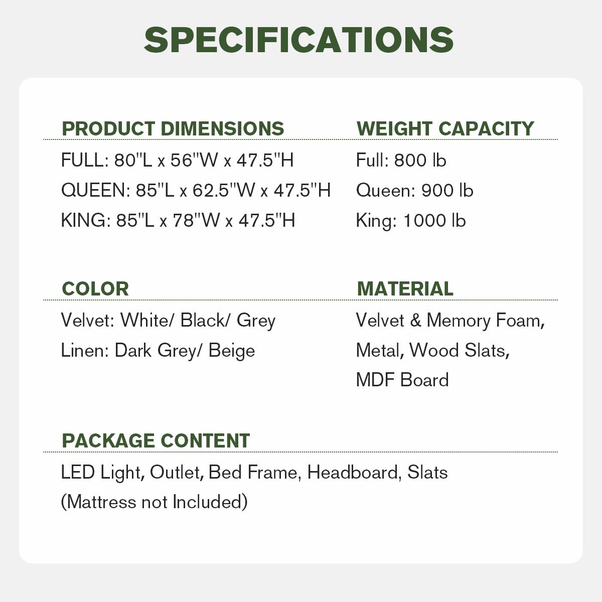 MUTICOR Upholstered Bed Frame with LED Shelf Headboard & 2 Drawers, Linen or Velvet Fabric, Smart Outlets,Full/King/Queen Bed Frame, No Box Spring Needed#TikTokShopBlackFriday #ChristmasGifts