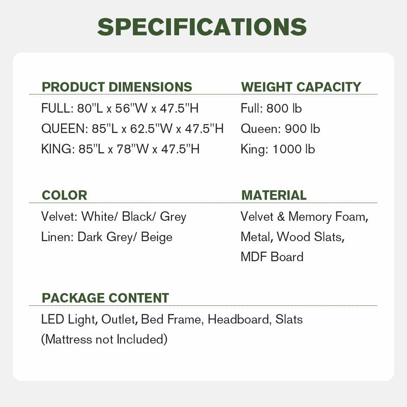 MUTICOR Upholstered Bed Frame with LED Shelf Headboard & 2 Drawers, Linen or Velvet Fabric, Smart Outlets,Full/King/Queen Bed Frame, No Box Spring Needed#TikTokShopBlackFriday #ChristmasGifts