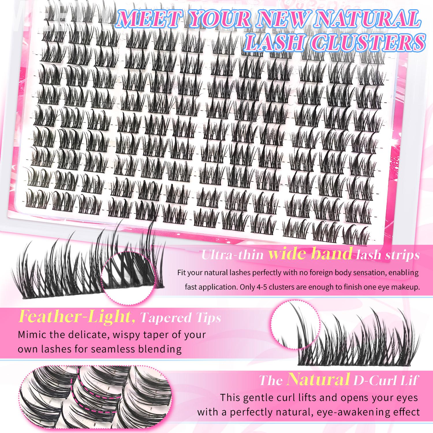 Manga double Spiked lash clusters kit Featuring Natural Eyelash Extension Manga feeling/wetlook/Spikes/Fairy shape eyelashes Perfect D Curl Are Naturally Thick Reusable false eyelashes Suitable for gifting and personal use