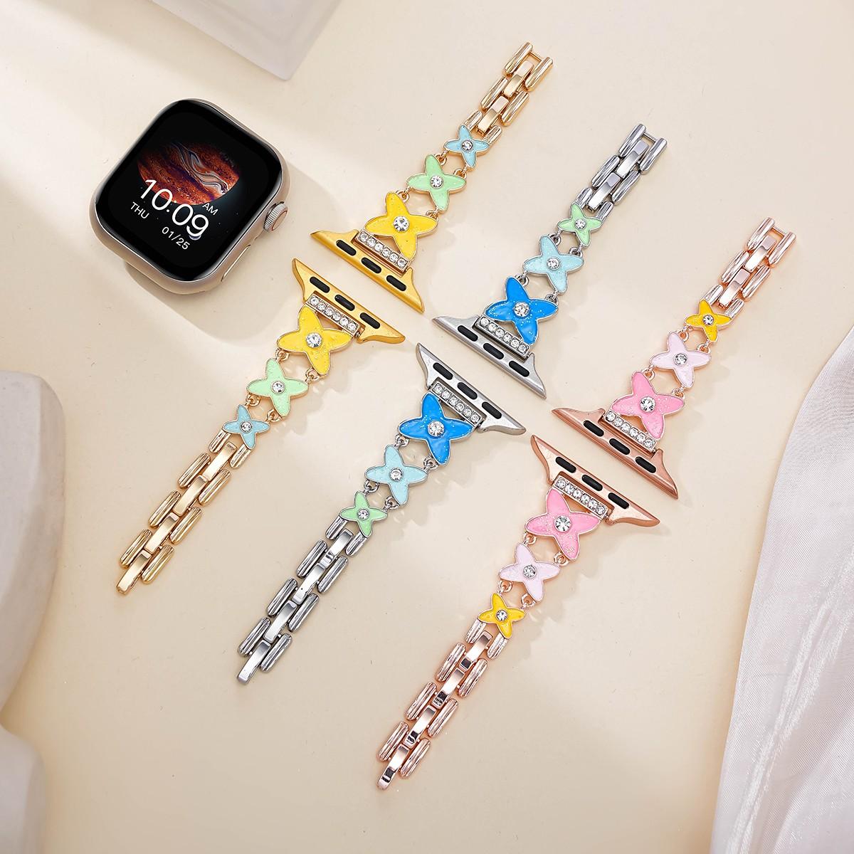 Women's Apple Watch Band, Silicone Strap, Stainless Steel, Casual, Smart Replacement Band, Fits 38-46mm, Birthday Gift, Couple Band