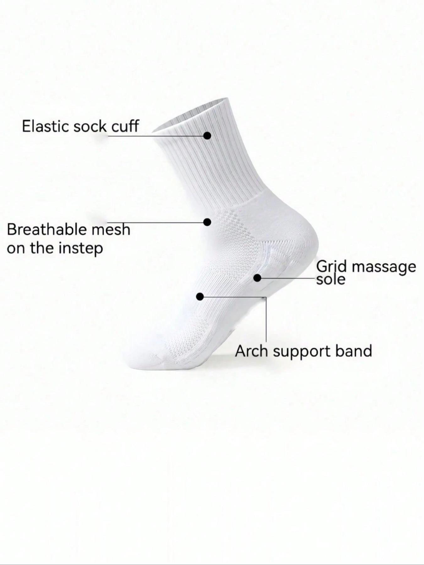 Men's Crew Socks, Thick Towel Fabric Cushioned Moisture-Wicking Mid-Calf Socks, Unisex Breathable Mesh Summer Sports Socks