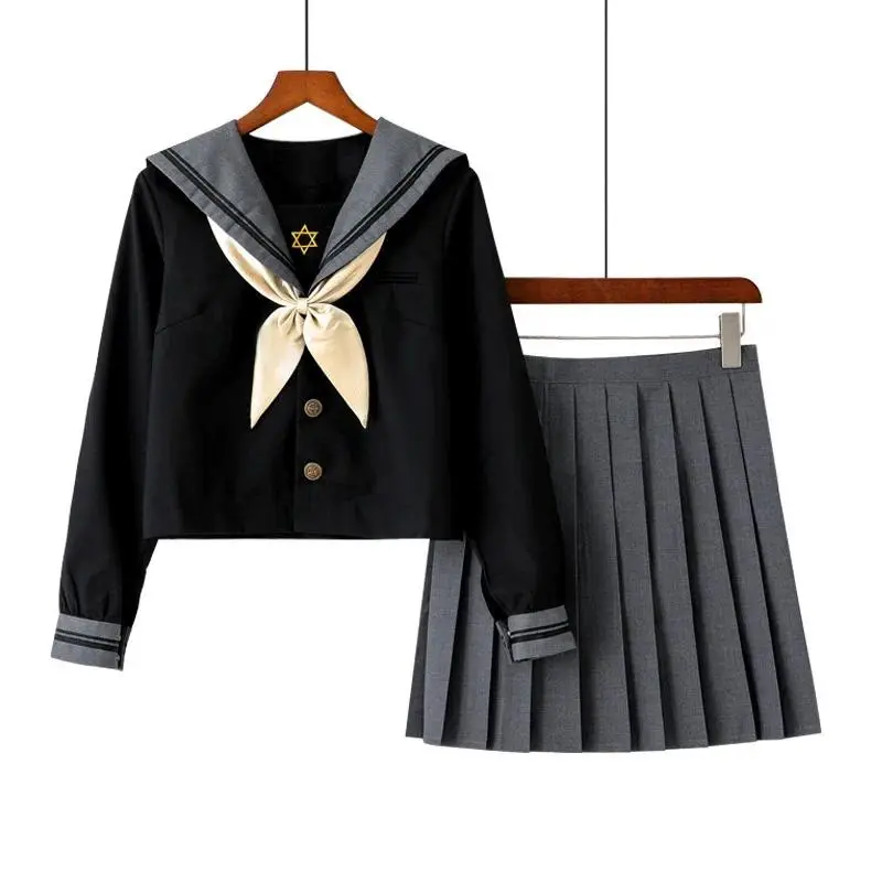 Japanese School Uniform For Girls Sweet Lolita Sailor Korean Uniforms Anime Cosplay Long Sleeve 8L9HL3Y6 Shirt Pleated Skirt