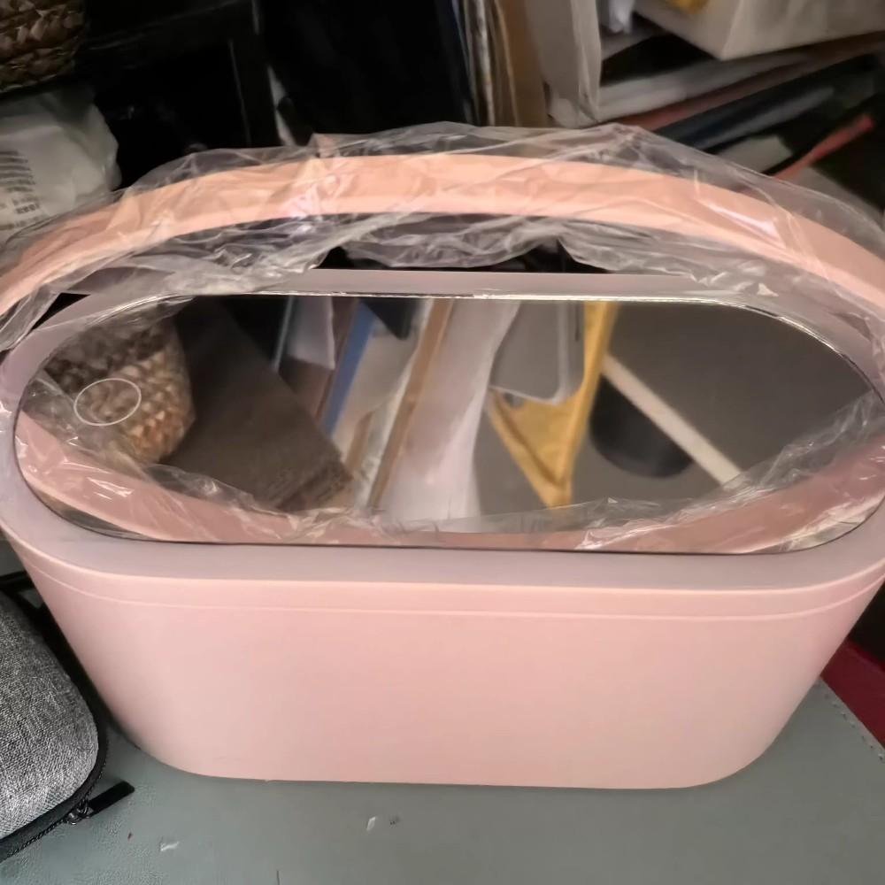 Cosmetic Organizer Box with LED Makeup Mirror, Portable Travel Light-Up Mirror, Multi-Functional Mobile Makeup Station