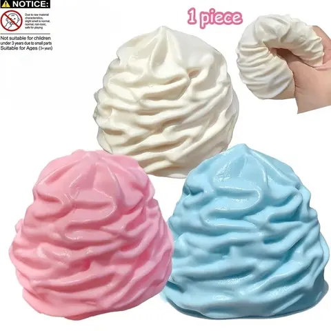 ASMR Crunchy Cream Squishy - Soft Clay & Block Filling Fidget Toy, Satisfying Grainy Sound Stress Relief, Slow Rise Squishy, Slow Rising Desktop Decor, Funny Birthday & Halloween Party Favors for Kids & Adults