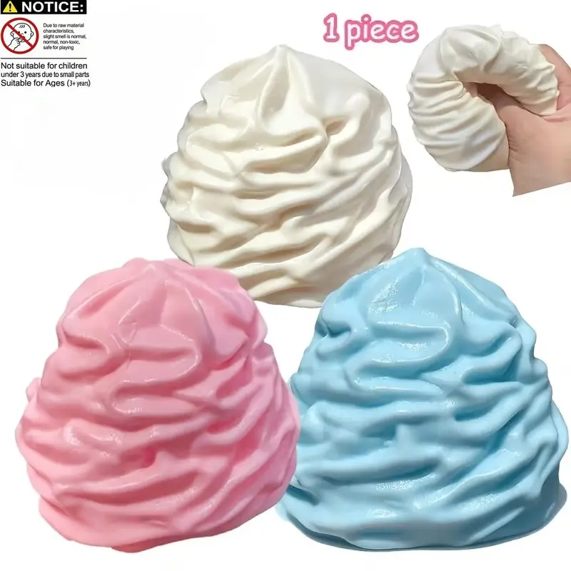 ASMR Crunchy Cream Squishy - Soft Clay & Block Filling Fidget Toy, Satisfying Grainy Sound Stress Relief, Slow Rise Squishy, Slow Rising Desktop Decor, Funny Birthday & Halloween Party Favors for Kids & Adults