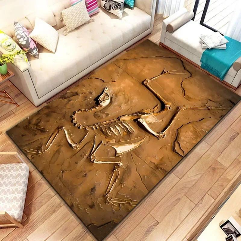 Dinosaur Skeleton Fossil Flannel Area Rug - Realistic T-Rex Bones Print Soft Mat for Kids Room & Playroom, Non-Slip Jurassic Home Decor #DinosaurFossilRug #SkeletonMat #JurassicKidsDecor #TrexCarpet #NonSlipFlannelRug