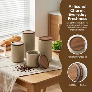 Japanese Retro High-End Ceramic Sealed Jar, Tea Canister, Coffee Bean Storage, Moisture-Proof Kitchen Organizer, Containers, Ideal for Home, Parties