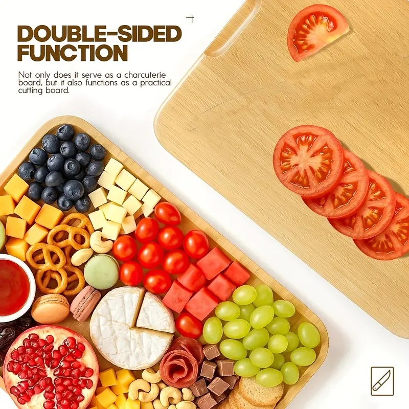 1set Portable Dual-use Charcuterie Board With Lock Lid & Black Handle, 6 Compartments, Polished Sturdy Easy Clean Platter, Great For Picnic, Party, Wedding, Christmas, Halloween & Thanksgiving, Ideal Holiday Gift & Outdoor Food Tray
