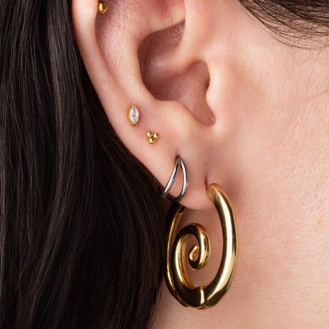Faux Stretched Spiral Hoop Earrings for Women, Stainless Steel Coil Earrings, Gothic Spiral Ear Cuffs, Hypoallergenic Cartilage Helix Ear Jewelry