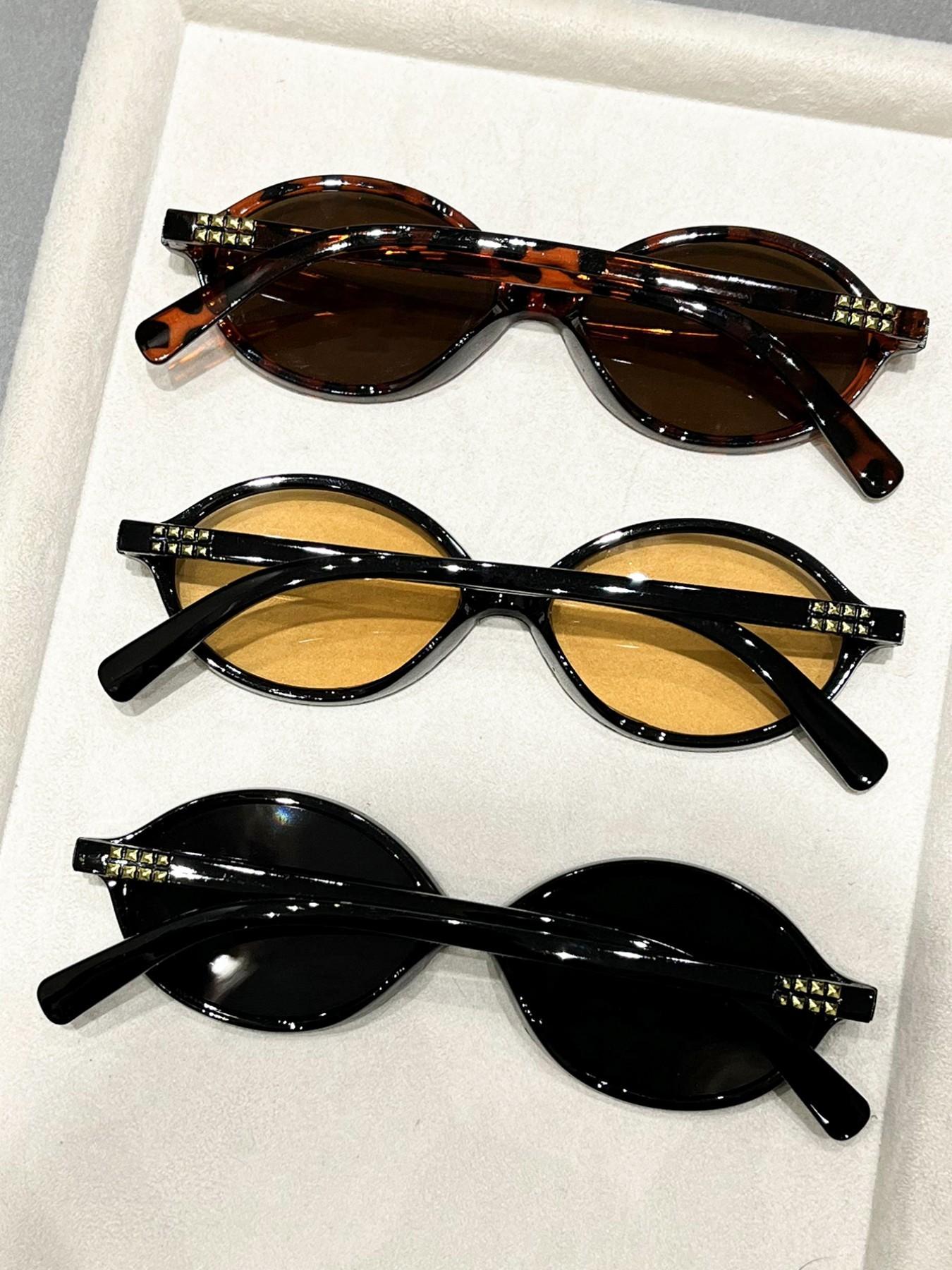 Classic Retro Oval Frame Sunglasses, Lightweight Uv400 Protection, Ideal for Hiking, Daily Commute, Summer Vacation, 3 Pairs Set