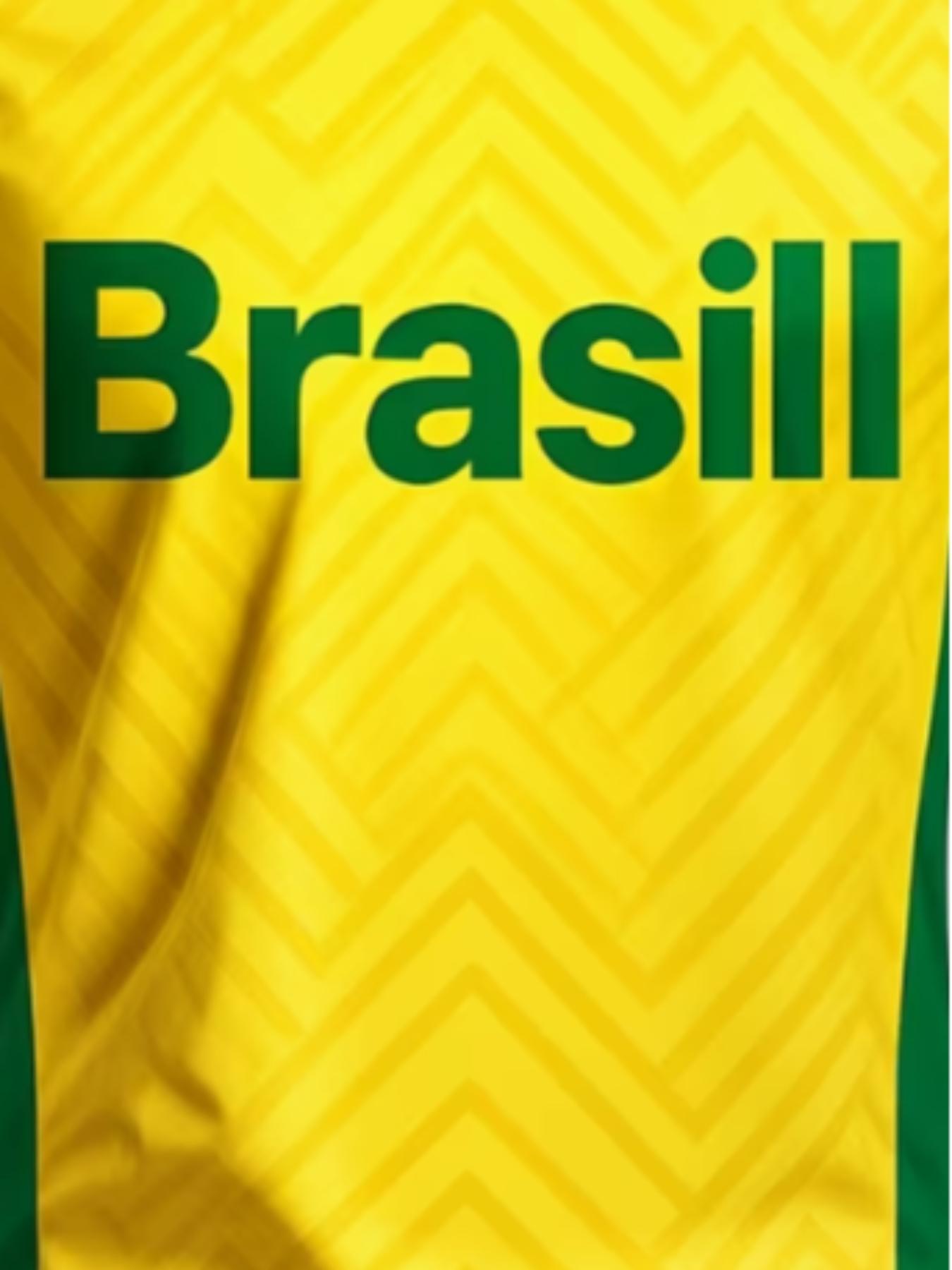 Men's Brazil National Football Team Jersey, Zigzag Wave Design, 'brasil' Text, Sporty Style, Suitable for Soccer Matches