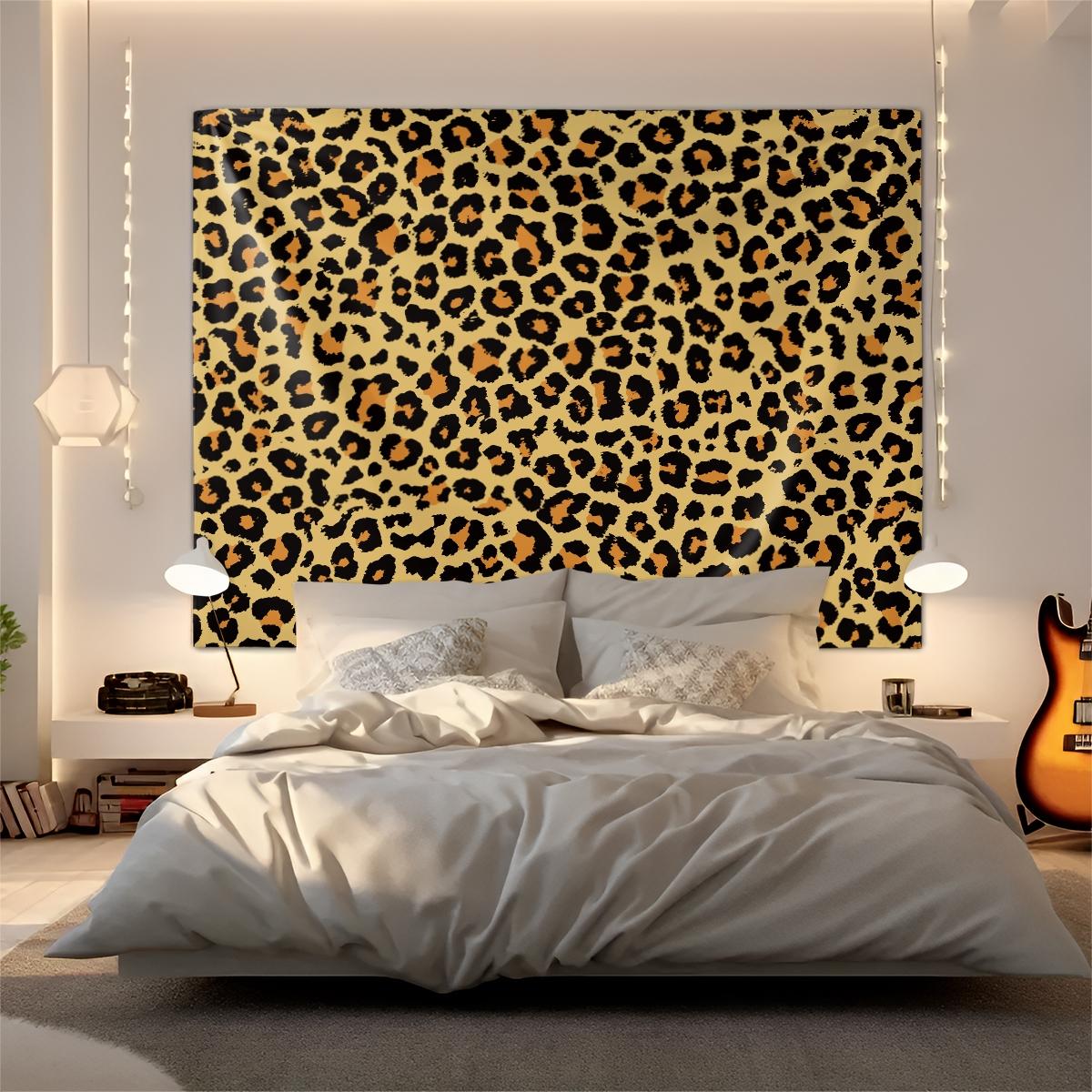 1Pcs Vintage Leopard Print Art Tapestry, Smooth Wrinkle Resistant Durable, Multi-Functional Wall Hanging Decor for Rental & Homestay