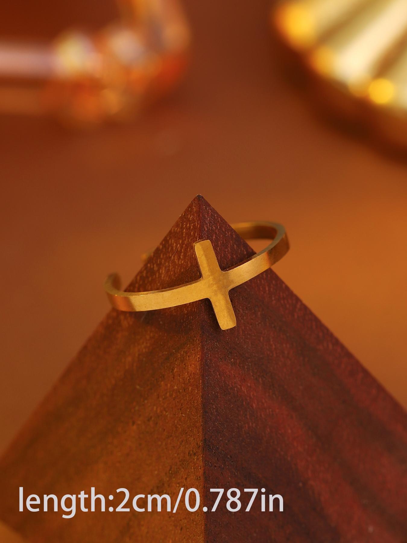 1pc adjustable cross stainless steel open ring, unisex, trendy stackable accessory, perfect for inspiring friends/colleagues, ideal for party jewelry.