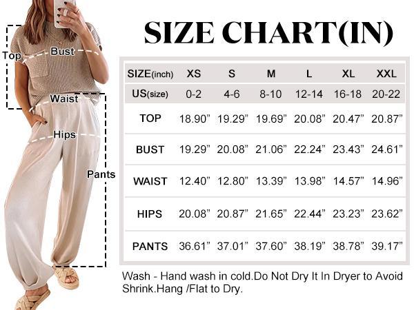 ANRABESS Women's Two Piece Outfits Knit Sweater Vest Crop Top Pants Lounge Matching Tracksuit Comfortable Sweatsuit Travel Clothes Sets