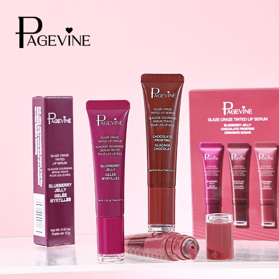 Page Vine Lip Gloss Set, Liquid Lipstick & Balm Trio, Moisturizing Long-Lasting Formula, Berry Color, Perfect for Women