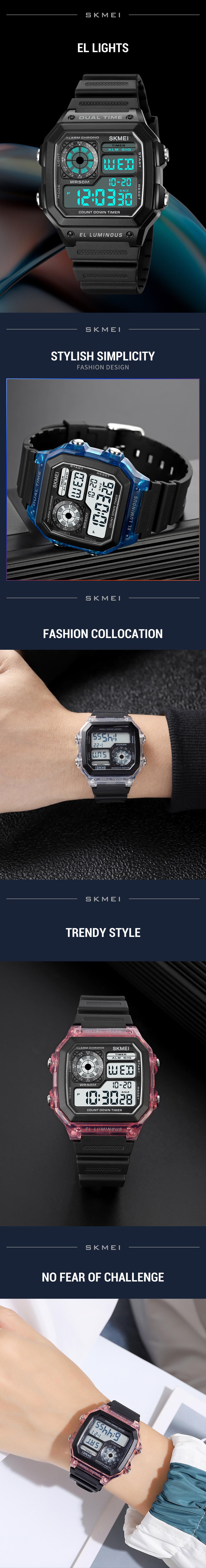 christmas 2024 Mens Outdoor Sports Watch Digital Multi-Function Alarm Stopwatch Countdown Backlight Waterproof  Black Rubber Shockproof Watch