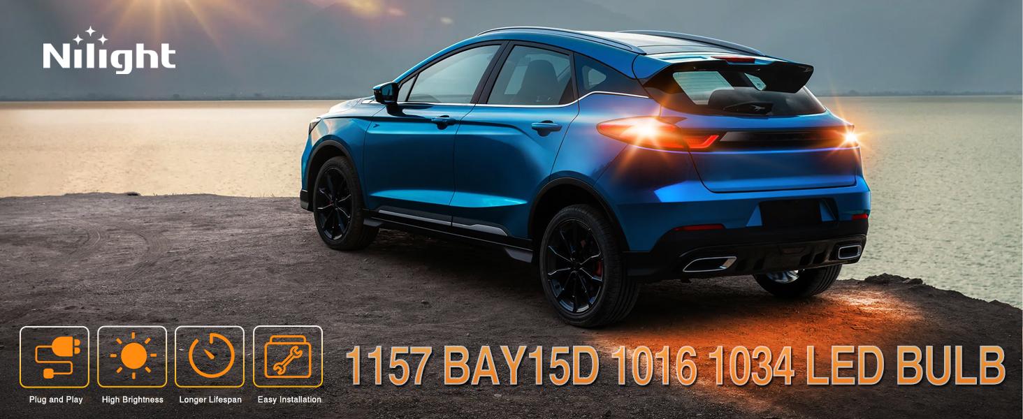 Nilight 57LED 1157 Amber Yellow 2057 2357 BAY15D 7528 LED Bulb (Pair) Super Bright Waterproof Headlight