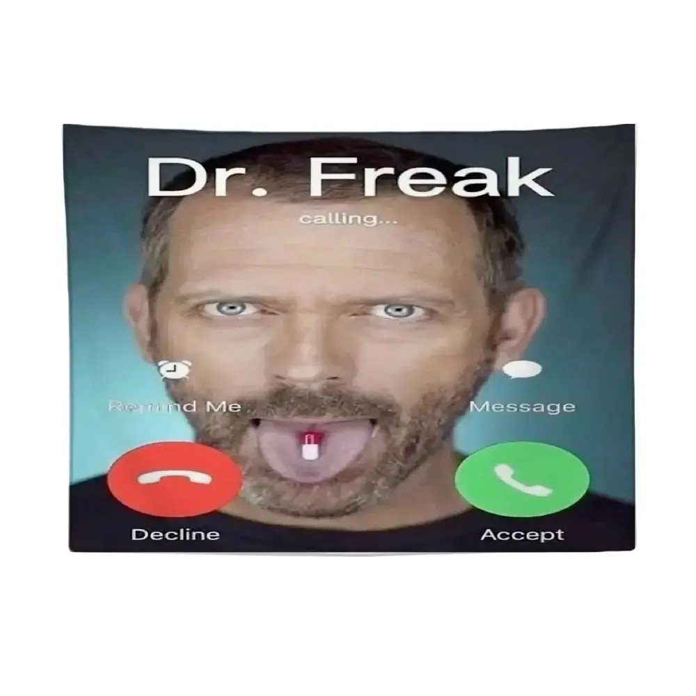 "Dr. Freak" House M.D. Tapestry, Trippy Tapestry - Vibrant Polyester Wall Hangg with Playful Design, Ideal for Bedroom, Dorm, Home & Office Decor, Party Backdrop, Playful Wall Art, Wall Decor, Bed Room Decor Aesthetic
