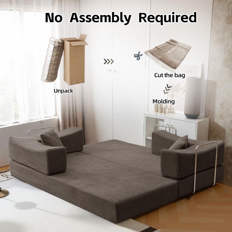 78.8'' Sofa Bed Cloud Couch Corduroy Upholstered Sectional Convertible Multi-Functional Floor Sofa for Living Room & Apartment Furniture