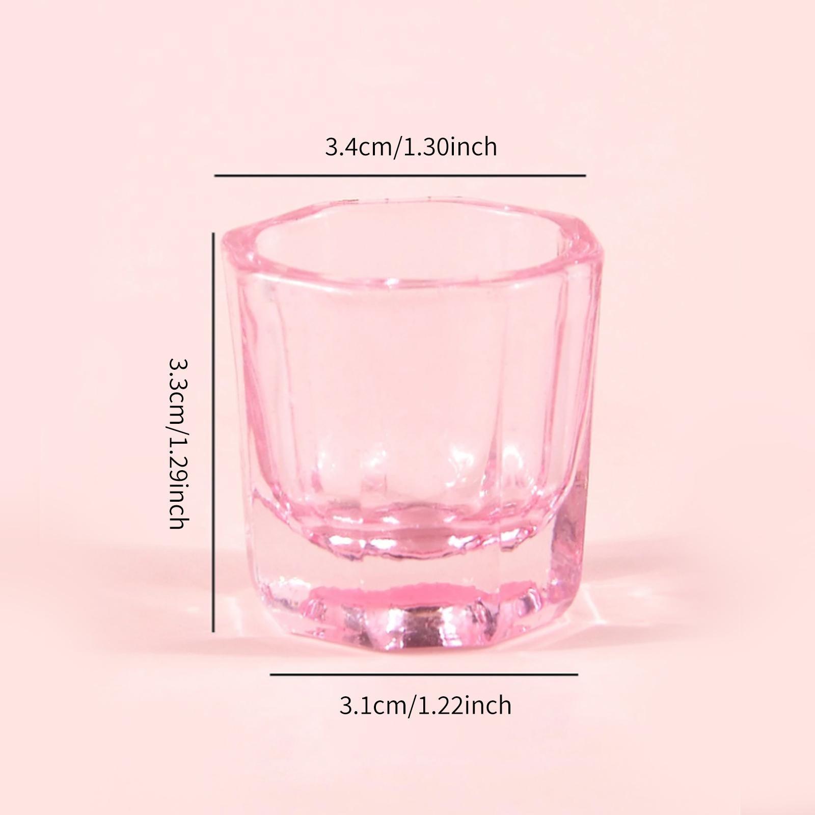 Nail Art Acrylic Nail Brush Cleaning Cup 2-Piece Set Glass Crystal Bowl Grinding Bowl Transparent Glass Gel Mixing Cup Nail Art DIY Palette Crystal Powder Mixer Professional Nail Care Tool Cute Creative Gift