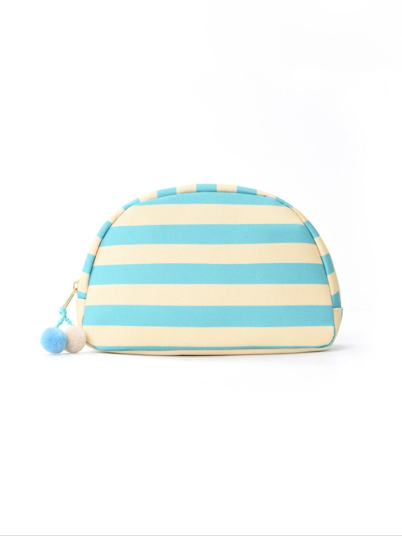 High-Value Striped Shell Storage Bag, Dopa Makeup Travel Fashion Simple Portable Washbag, Casual Style Zipper Design, All Seasons Use, Cosmetic Pouch, Makeup Organizer Pouch