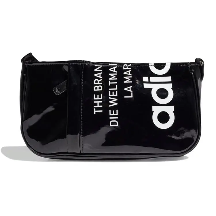 Adidas Originals Leather Crossbody Handbag for Men and Women – Bold Trefoil Logo, Black