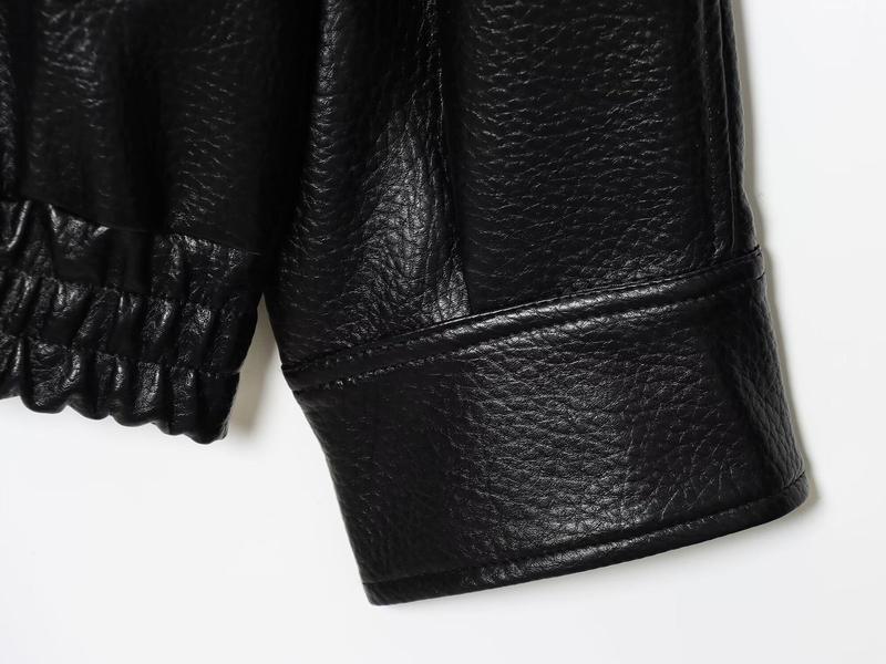 Women's Fashion Lychee-Grain PU Leather Jacket, European and American Style Biker Jackets for Autumn and Winter