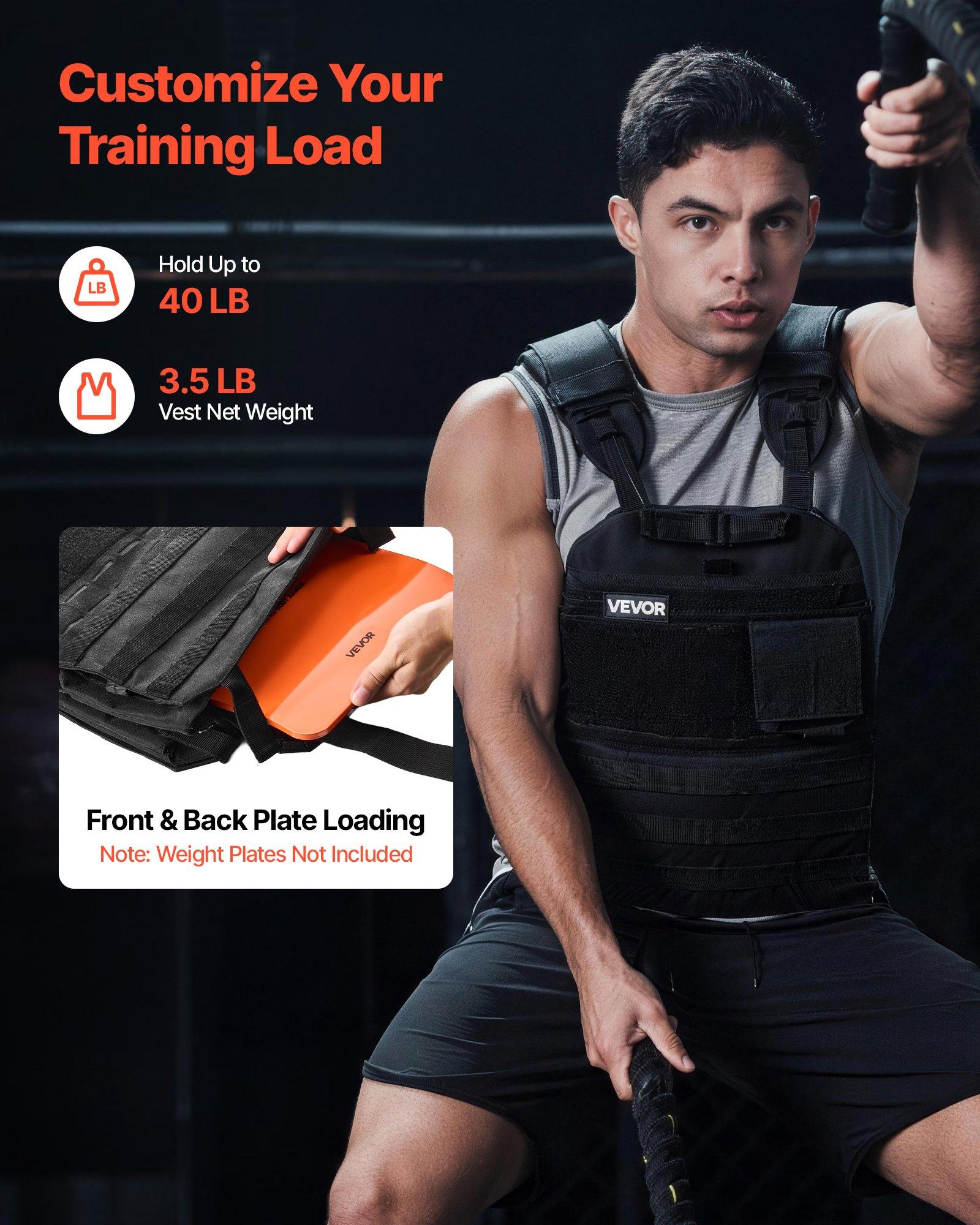 VEVOR Weighted Vest, Body Weight Vest with Shoulder Pad, and Reflective Stripe, Exercise Set for Men Women, Workout Equipment for Strength Training, Running, Jogging, Fitness, Muscle Building VEVOR Weighted Vest, Body Weight Vest with Shoulder Pad, and Reflective Stripe, Exercise Set for Men Women, Workout Equipment for Strength Training, Running, Jogging, Fitness, Muscle Building
