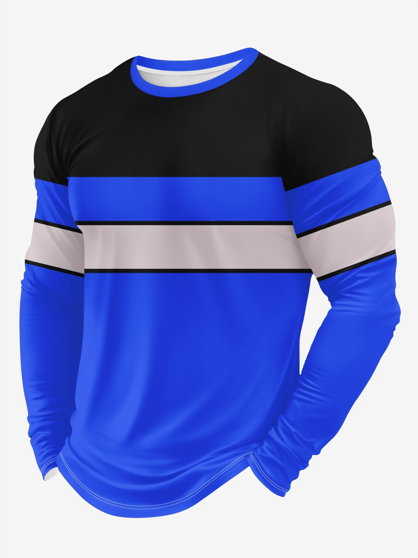Men's Long Sleeve T-Shirt, Tops, Classic Workwear Style 3D Print, Sporty Casual Round Neck, Breathable Polyester Fabric, Slim Fit, Outdoor Comfort, Athletic Fitted Breathable, Casual Breathable Design