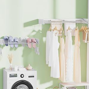 Wall Mounted Laundry Rack, Collapsible Clothes & Drying Rack for Indoor &, 60 lb Capacity, 31.5' Wide, 13.5 Ft, White Wall Mounted Laundry Rack, Collapsible Clothes & Drying Rack for Indoor &, 60 lb Capacity, 31.5' Wide, 13.5 Ft, White
