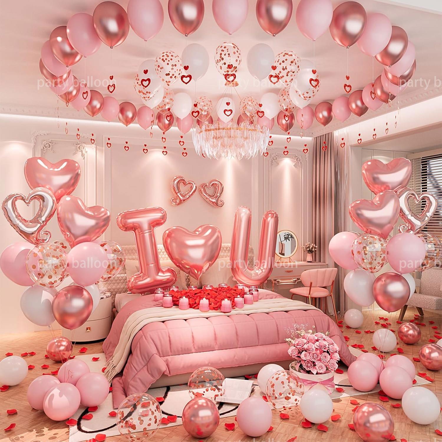 83 Piece Valentine's Day Rose Balloon Set, Romantic Decor for Weddings, Anniversaries, Cafes, Gardens, Proposal Scenes
